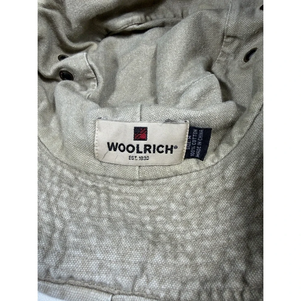 Vintage Woolrich Khaki Fisherman Bucket Hat With Straps Outdoor Sun Size Medium